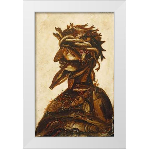 The Four Elements - Water White Modern Wood Framed Art Print by Arcimboldo, Giuseppe
