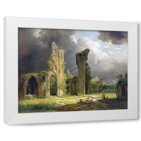 Glastonbury Abbey With The Tor Beyond White Modern Wood Framed Art Print by Arnald, George