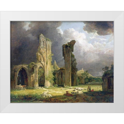 Glastonbury Abbey With The Tor Beyond White Modern Wood Framed Art Print by Arnald, George
