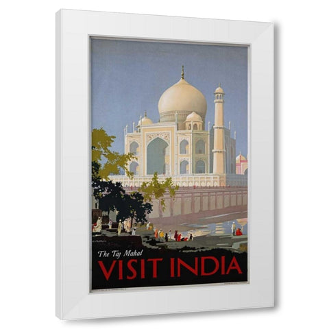 Visit India, The Taj Mahal White Modern Wood Framed Art Print by Bagdatopoulus, William Spencer