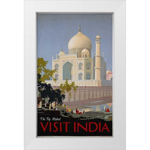 Visit India, The Taj Mahal White Modern Wood Framed Art Print by Bagdatopoulus, William Spencer