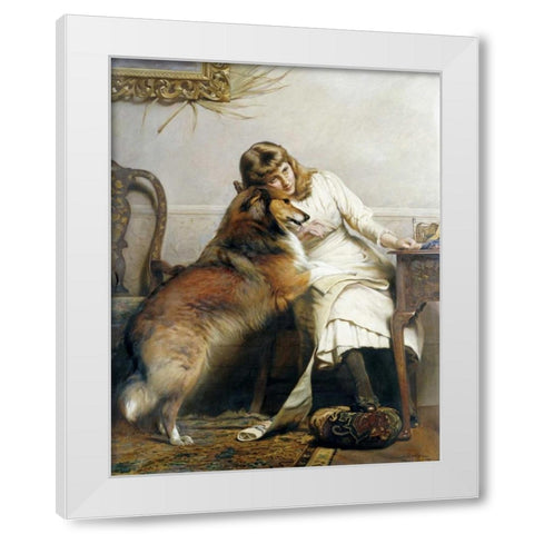 Sweethearts White Modern Wood Framed Art Print by Barber, Charles Burton