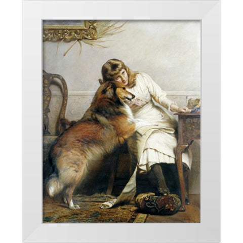 Sweethearts White Modern Wood Framed Art Print by Barber, Charles Burton