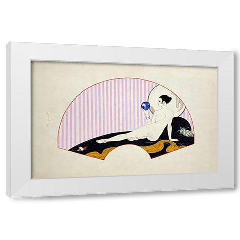 Odalisque With a Crystal Ball White Modern Wood Framed Art Print by Barbier, Georges