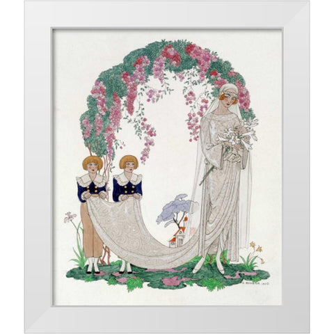 The Bride White Modern Wood Framed Art Print by Barbier, Georges