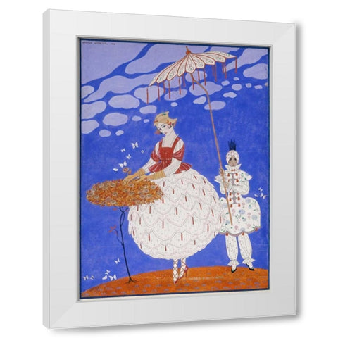 Roses DAutomne White Modern Wood Framed Art Print by Barbier, Georges