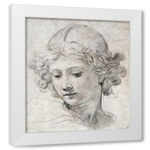 The Head of An Angel White Modern Wood Framed Art Print by Berrettini, Pietro