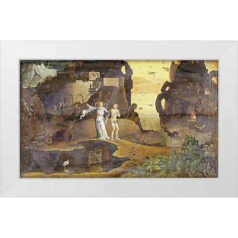 An Angel With a Soul at The Edge of Hell White Modern Wood Framed Art Print by Bosch, Hieronymus