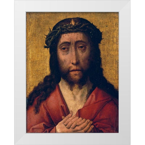 Christ, The Man of Sorrows White Modern Wood Framed Art Print by Bouts, Aelbrecht