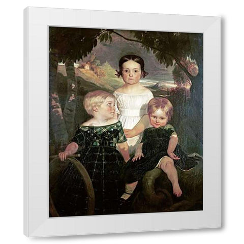 The Bromley Children White Modern Wood Framed Art Print by Brown, Ford Maddox