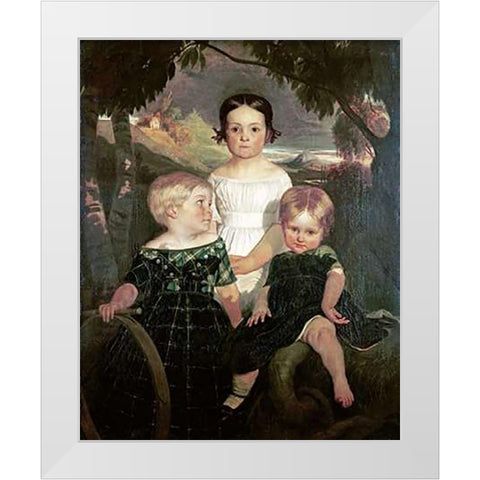 The Bromley Children White Modern Wood Framed Art Print by Brown, Ford Maddox