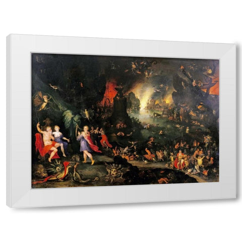 Orpheus Playing To Pluto and Persephone In The Underworld White Modern Wood Framed Art Print by Jan Brueghel the Younger