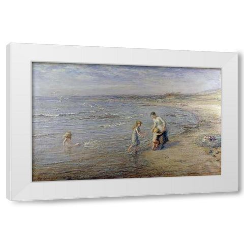 Paddling White Modern Wood Framed Art Print by Cameron, Hugh