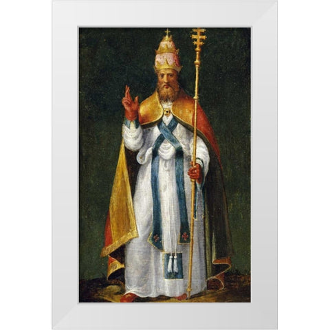 Saint Leo The Great White Modern Wood Framed Art Print by Campi, Bernardino
