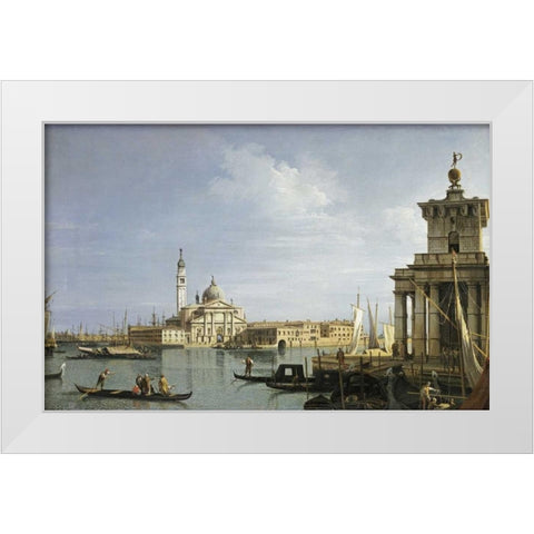 The Island of San Giorgio Maggiore, Venice White Modern Wood Framed Art Print by Canal, Giovanni Antonio