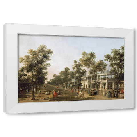 View of The Grand Walk, Vauxhall Gardens White Modern Wood Framed Art Print by Canal, Giovanni Antonio