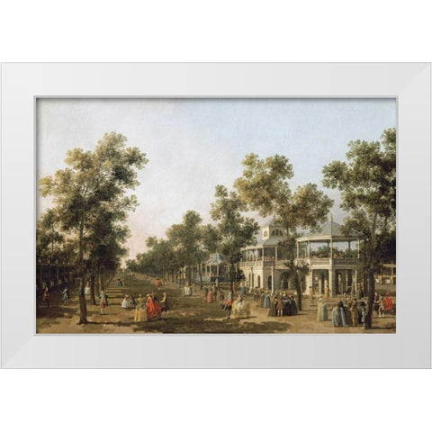 View of The Grand Walk, Vauxhall Gardens White Modern Wood Framed Art Print by Canal, Giovanni Antonio