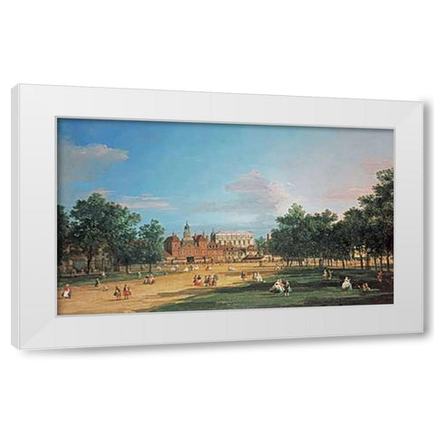 London: The Old Horse Guards and The Banqueting Hall White Modern Wood Framed Art Print by Canal, Giovanni Antonio