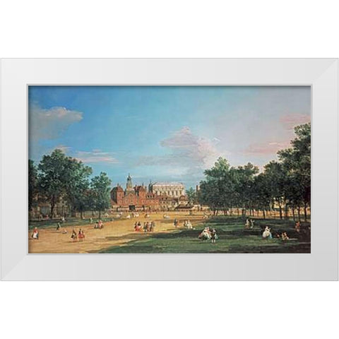 London: The Old Horse Guards and The Banqueting Hall White Modern Wood Framed Art Print by Canal, Giovanni Antonio