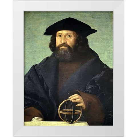Portrait of An Astronomer White Modern Wood Framed Art Print by Cariani, Giovanni