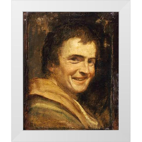 A Smiling Youth White Modern Wood Framed Art Print by Carracci, Annibale