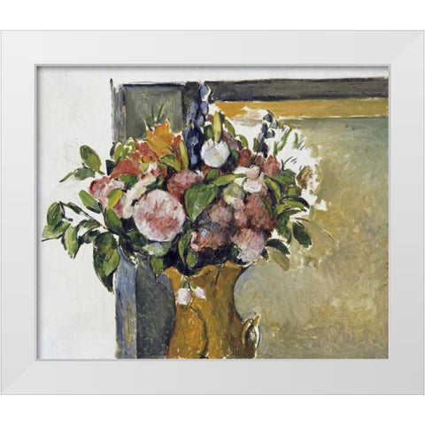 Flowers In a Vase White Modern Wood Framed Art Print by Cezanne, Paul