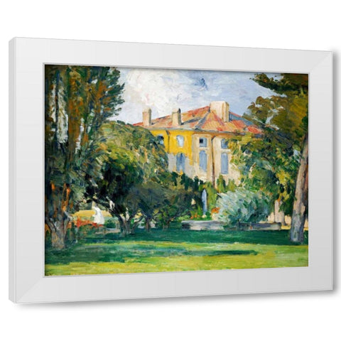 The House at Jas De Bouffan White Modern Wood Framed Art Print by Cezanne, Paul