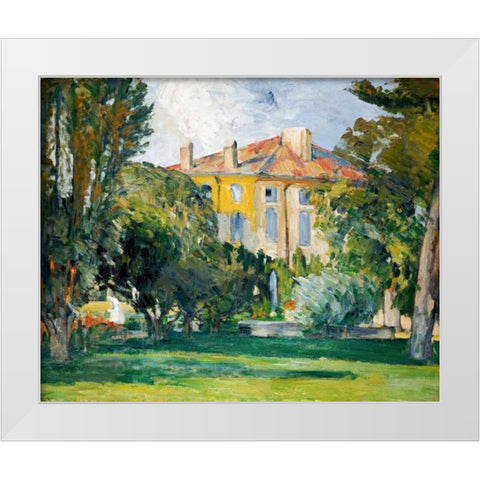 The House at Jas De Bouffan White Modern Wood Framed Art Print by Cezanne, Paul