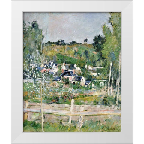A View of Auvers-Sur-Oise; The Fence White Modern Wood Framed Art Print by Cezanne, Paul