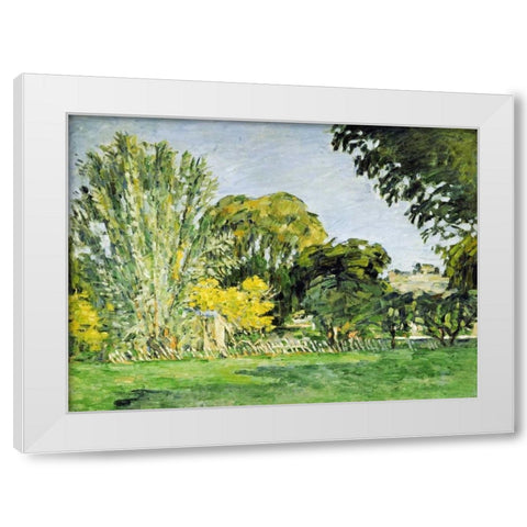 Trees at Jas de Bouffan White Modern Wood Framed Art Print by Cezanne, Paul