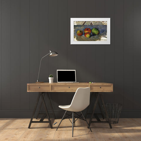Four Apples White Modern Wood Framed Art Print by Cezanne, Paul