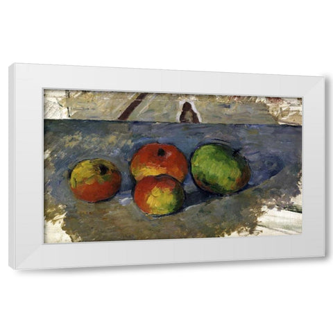 Four Apples White Modern Wood Framed Art Print by Cezanne, Paul