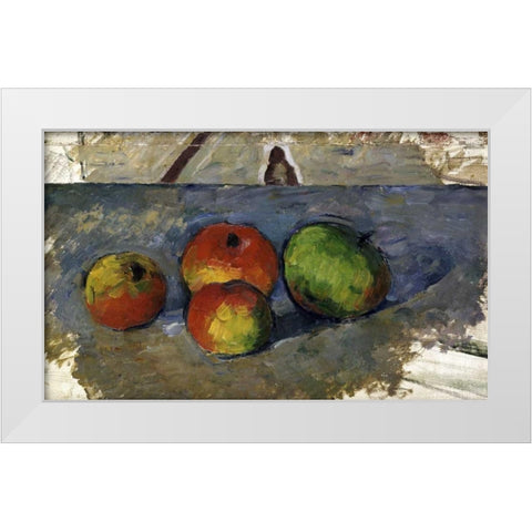 Four Apples White Modern Wood Framed Art Print by Cezanne, Paul