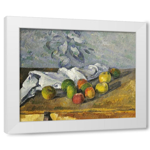 Apples and a Napkin White Modern Wood Framed Art Print by Cezanne, Paul