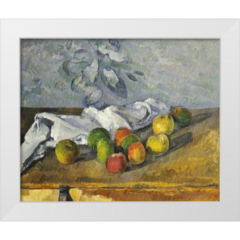 Apples and a Napkin White Modern Wood Framed Art Print by Cezanne, Paul