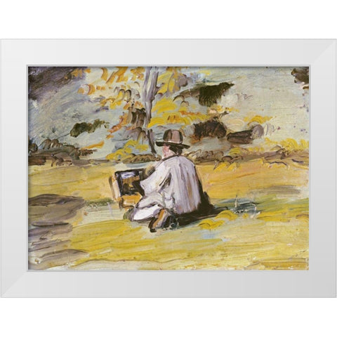 A Painter at Work White Modern Wood Framed Art Print by Cezanne, Paul