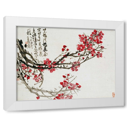 Plum Blossoms White Modern Wood Framed Art Print by Changshuo, Wu