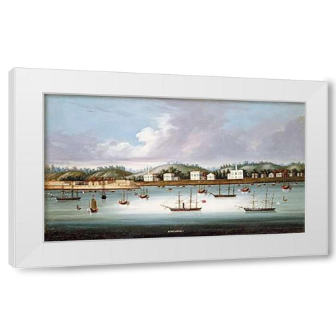 A View of Singapore From The Roads White Modern Wood Framed Art Print by Chinese School
