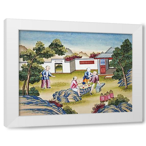Workers Meal Time White Modern Wood Framed Art Print by Chinese School