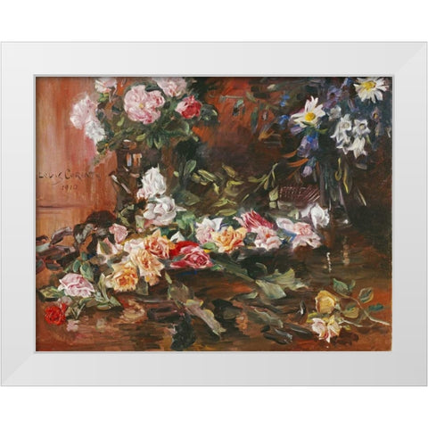 Rosen White Modern Wood Framed Art Print by Corinth, Lovis