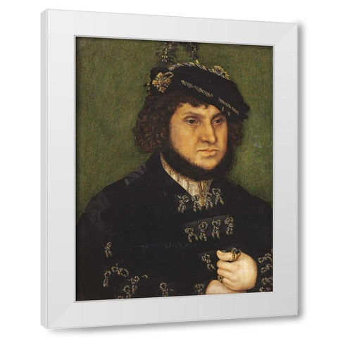 Portrait of Kurfust Herzog Johann der Bestandige Von Saschen White Modern Wood Framed Art Print by Cranach, Lucas