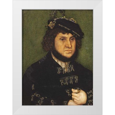 Portrait of Kurfust Herzog Johann der Bestandige Von Saschen White Modern Wood Framed Art Print by Cranach, Lucas