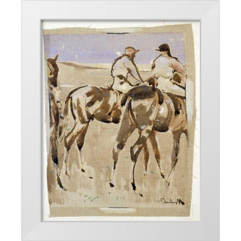 American Jockeys, Racehorses White Modern Wood Framed Art Print by Crawhill, Joseph