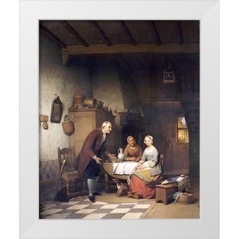 An Unwanted Suitor White Modern Wood Framed Art Print by De Braekeleer, Ferdinand