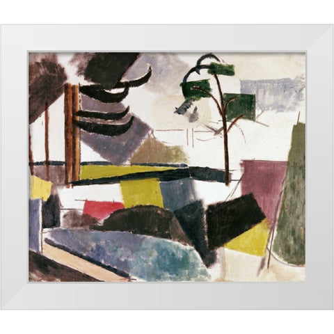 Unfinished Landscape With Tree Branches White Modern Wood Framed Art Print by De La Fresnaye, Roger