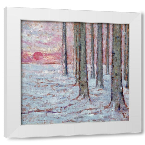 Winter In The Forest White Modern Wood Framed Art Print by De Nuncques, William Degouve