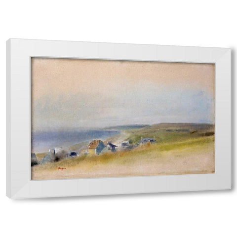 Houses On The Cliff Edge at Villers-Sur-Mer White Modern Wood Framed Art Print by Degas, Edgar