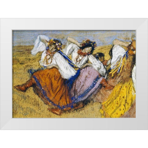 Russian Dancers White Modern Wood Framed Art Print by Degas, Edgar