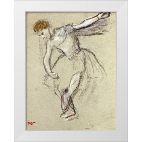 A Dancer Seen In Profile White Modern Wood Framed Art Print by Degas, Edgar