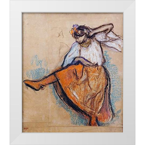 The Russian Dancer White Modern Wood Framed Art Print by Degas, Edgar